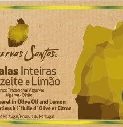 Conservas Santos, Algarve Portugal - Gourmet ganze Makrele in Olivenöl und Zitrone - 5er Pack (5 x 120 gr)