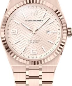 TechnoMarine Terra Nova Herren 42,00 mm Edelstahl Roségold Champagner + Rotgold Zifferblatt PC32 Quarz