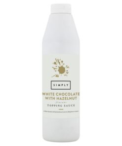 Simply Weiße Schokolade mit Haselnuss-Geschmack 1 kg | Gebrauchsfertige Dessertsauce für Eis, Waffeln, Pfannkuchen, Kaffee & Milchshakes