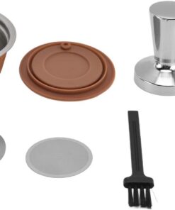 Wiederverwendbare Kaffeekapsel-Filterbecher für nachfüllbare Edelstahl-Tropfer mit Tamper und Pulverabdeckung, kompatibel mit Kaffeemaschinen für Zuhause und Büro (Kaffee)