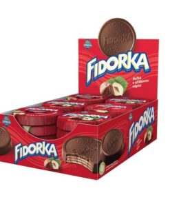 Fidorka Wafer with hazelnut filling (27%) in dark chocolate (60%). 30x30g
