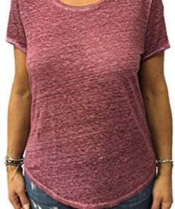 T-Shirt Pflaume Mélange 100% Leinen Mod 3339 - Pflaume Mélange, 4 - XL - IT48 - UK16 - DE42