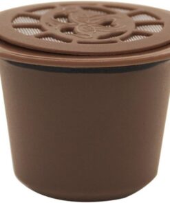 Nachfüllbare wiederverwendbare Kaffeekapseln passend für Maschinenfilter Edelstahl umweltfreundlich spülmaschinengeeignet (Brown, One Size)