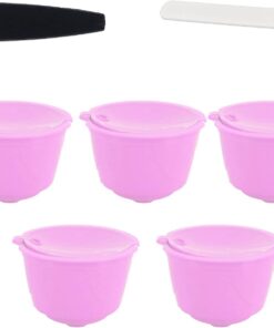 Wiederverwendbare Kaffeekapsel-Set mit nachfüllbarem Kaffeefilter, Edelstahl-Kapsel für Kaffeemaschine, hochwertiges PP+304 Material mit Löffel und Bürste, leicht zu reinigen und zu trocknen (5