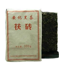 HELLOYOUNG 300g Dunkler Fu-Ziegel Anhua Baishaxi Dunkler Tee Mit Goldener Blüte Nach Alter Methode Reifer PuErh-Tee in Ziegelform Vollmundig Mild Im Geschmack