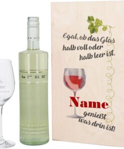 Herz & Heim® Weinglas inklusive Namensgravur mit Bree Wein auswählbar in Geschenkverpackung mit Wunschnamen Weiß