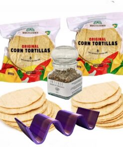 2x500g Real Mexican tortillas with nixtamal Vegan,Gmo-Free, Gluten Free, taco holder 19x3x4 cm and Mexican Oregano sun dried 20g