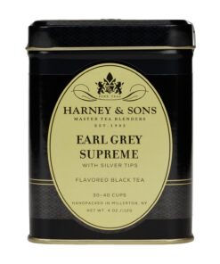 Earl Grey Supreme Tea, Loose Tea in 4 Ounce Tin by Harney & Sons | Schwarzer Tee mit Ceylon Silver Tips und natürlichem Bergamotteöl. Enthält Koffein.