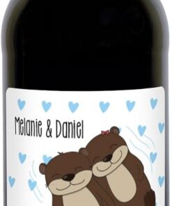 Herz & Heim® Biorebe Bio-Wein Halbtrocken (0.75 l) mit personalisiertem Etikett für Verliebte -Love you like no Otter- Rotwein