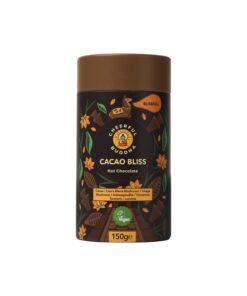 Cheerful Buddha Cacao Bliss Heißes Schokoladengetränk, energetisierende Alternative zu Kaffee, angereichert mit Superfoods, weniger koffeinbedingtes Zittern, ohne Zuckerzusatz, vegan, 150 g