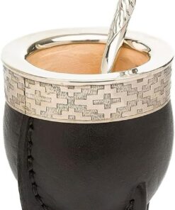 Yerba Mate Kürbis-Set mit Edelstahlstrohhalm | Handgefertigtes Yerba Mate Cup und Bombilla Set aus Argentinien - Beach Essentials - Idee für Geschenke | Travel Cup Mate - Taza para Mate