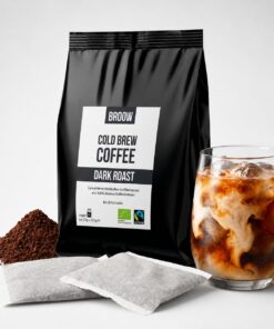 Broow Dark Roast – Cold Brew Coffee | Bio & Fairtrade | gemahlener Röstkaffee im Filterbeutel | 100% Arabica Bohnen | zur kalten Kaffeezubereitung | DE-ÖKO-006 (1 x Packung)