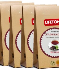 Lifetone Englischer Frühstückstee |Ceylon Premium Schwarztee| Orange Pekoe Fannings BOPF | Premium 100 Teebeutel ungemischt | 5 Sätze