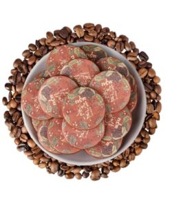 HQZMCTE Premium Kaffee Pu-Erh Reifer Tee- Yunnan Pu-erh Mit Reichem Kaffeearoma, Komprimierte Mini-Teekuchen (500g)