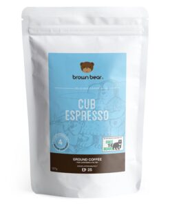 Brown Bear Cub Espresso Gemahlener Kaffee, Mittlere Röstung, 227 g Medium Dark Roast Ground Coffee, 5% der Verkäufe werden an die gemeinnützige Einrichtung Free the Bears