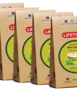 lifetone the tea for better life Pfefferminztee | Ganzes Kraut 100% natürlich | 100 Teebeutel 200g | Packung mit 5 Stück