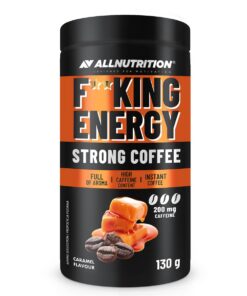 ALLNUTRITION Fitking Energy Strong Coffee - Instant Kaffee mit Hohem Koffeingehalt - Kaffe Jeden Tag Energie - Workout Booster Lebensmittel - Hocharomatisch - Kaffee Gemahlen 130g Caramel