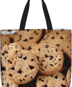 DEHIWI Cookies Food Chocolate Chip Kekse Tragetasche für Damen, wasserdicht, lässig, Schultertasche mit Reißverschluss, Lebensmittelhandtaschen für Büro, Einkaufen, Reisen, Schwarz, Einheitsgröße