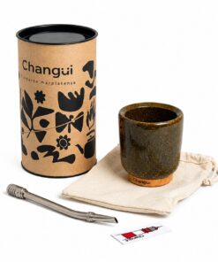 THEARG Changüi Yerba Mate Kürbis mit Bombilla – Handgefertigter, nachhaltiger argentinischer Mate-Becher aus recycelten Yerba Mate-Fasern, umweltfreundliches Artisan Mate Set