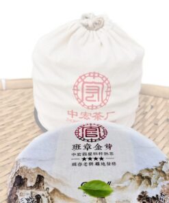Golden Bud Tribute Kuchen 357g Erstklassiger schwarzer Tee Laobanzhang Pu'er reifer Tee