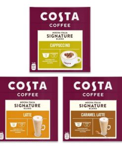 Dolce Gusto Costa Kompatibles Geschmacksset 3 x 16 Kapseln - Latte, Latte Caramel, Cappuccino Kaffeepads, insgesamt 48 Kapseln - 24 Getränke