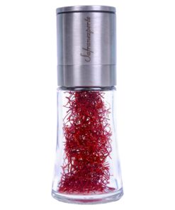 Safran Mühle gefüllt mit erlesenen Safranfäden Pushal 2,5 Gramm Saffron Grinder