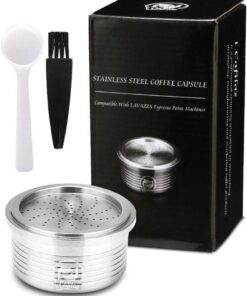 Wiederbefüllbare Lavazza Kaffeekapsel Espresso aus Edelstahl zum Nachfüllen Refill-Kapsel Nachfüllbare Kaffeekapselfüllung für Lavazza Maschinen,Messlöffel+Pinsel (Kaffeekapsel)