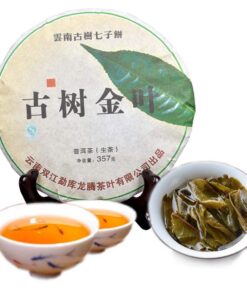 Puerh Tea Big Leaf Rohtee Alter Baum-goldener Blatt-schneebedeckter Berg Yunnan 357g