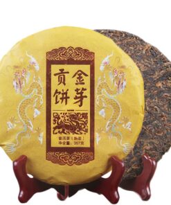 Frühlingstee Königliche Huldigung Goldkuchen 357g Yunnan Reifer Puerh-Tee Xishuangbanna