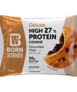 BW Born Winner BornWinner Deluxe, High Protein Cookie,Vegetarian, Chocolate Chip, 27 Prozent Eiweißgehalt, 20g Protein, 12x75g