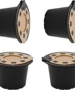 4 Stück Nachfüllbare Kaffeepads mit Edelstahldeckel Kaffeefilter Zubehör mit Tamper Espressomaschine