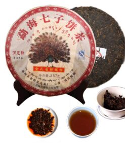 Reifer Pu'er Tee Alter Pu'er Tee 357g (0.787LB) Yunnan Menghai Sieben Goldener Pfau Pu'er Tee Schwarzer Tee Gekochter Pu'er Tee Chinesischer Tee Gesunder Pu'er Tee Schwarzer Tee