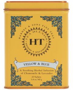 Harney and Sons Yellow and Blue Tea,20 Tea Shachets 0.9oz by Harney & Sons | Kräutertee mit Kamille, Lavendel und Kornblumen. Natürlich koffeinfrei.
