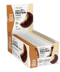 BW Born Winner Neu BornWinner Deluxe, High Protein Cookie, Vegetarian, Cookies & Cream, 27 Prozent Eiweißgehalt, 20g Protein, 12x75g…