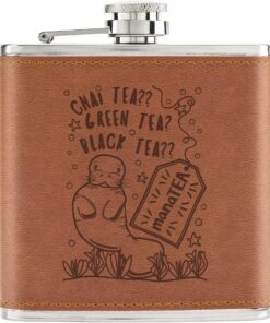 Seekuh Tee 6oz Pu-Leder Flachmann Hellbraun