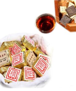 Chinese Pu'er Tea Ripe Puer Tea Black Tea Small Square Brick Tea Old Pu-erh Tea Cooked Tea Old Trees Pu erh Tea Health Care Pu er Tea Healthy Puerh Tea Red Tea Green Good (100)