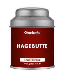 Hagebutte Gewürz | handgemachte Gewürzmischung | Gockels Food Genussmanufaktur | z.T. Zutaten aus eigenem Anbau | Gourmet-Qualität in wiederverschließbarer Aroma-Dose | ohne Zusatzstoffe