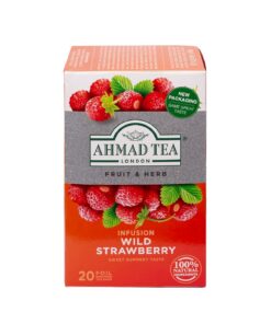 Ahmad Tea - Wild Strawberry - Früchte- und Kräutertee ohne Koffein - Erdbeer - Einzeln Verpackte, Aromaversiegelte Teebeutel mit 2g Tee pro Portion - 20 Teebeutel mit Band
