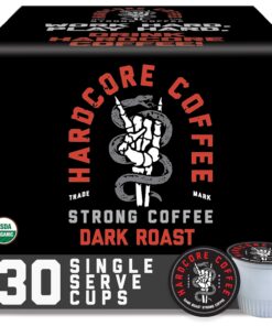 Hardcore Coffee Kaffeepads für Keurig K Cup Brauer, hoher Koffein, starker Braten, 30 Stück