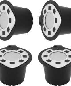 Kaffeepads mit Edelstahldeckel, spülmaschinenfest, Kaffeefilterzubehör, leicht zu reinigen, Espresso-Brühwerkzeug, 4 Stück