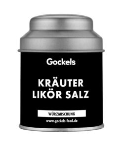 Kräuterlikör Salz Gewürz, handgemachte Gewürzmischung, Gockels Food Genussmanufaktur, Zutaten aus eigenem Anbau, Premium Qualiät in wiederverschließbarer Aroma-Dose, ohne Zusatzstoffe