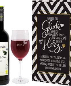 Herz & Heim® Biorebe Bio-Wein halbtrocken (0,75l) Geschenkset zum Valentinstag Rosé