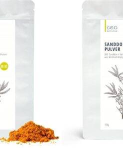 Sanddorn Pulver, Wildsammlung BIO, Vollfruchtpulver, gefriergetrocknete ganze Früchte, 150g - tea exclusive (Packung mit 2)