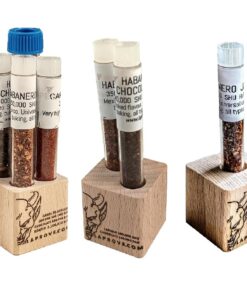 Habanero Jaguar, Schokolade, Carolina Reaper und Arbol Chili in 3 Holzwürfel 6gx2g+2g+2gx.