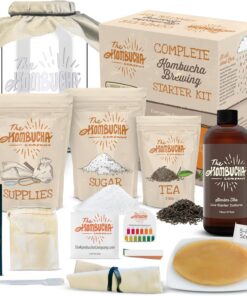 Kombucha Starter-Set für Zuhause, 12,7 cm großes Scoby Kombucha-Starter-Set, komplettes Set enthält alles, was Sie brauchen, mit 473 ml Starter-Tee, Brühglas und Brauzubehör, Brew Unlimited Kombucha