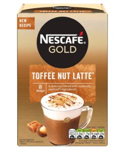 NESCAFÉ Toffee Nuss Latte Instant-Kaffee, 8 x 18,6 g Beutel, 100% verantwortungsvoll angebauter Kaffee (6 Stück)
