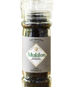 Maldon Whole Black Peppercorns Refillable Grinder - Pack Size = 6x50g