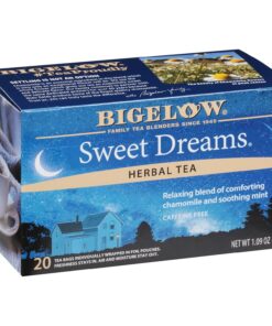 6 Pack Té Bigelow Sweet Dreams, Té Dulces Sueños, Mezcla de Manzanilla, Menta, Hojas de Rosas, Hierbabuena, Especias y Flores de Azhar.
