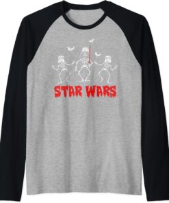 Star Wars Halloween Darth Vader & Stormtroopers Skeletons Raglan Baseball Tee