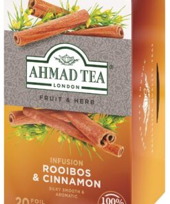 AHMAD TEA Rooibos & Zimt Teebeutel, 20 Beutel x 6 Packungen [Kräutertee entkoffeiniert einzeln verpackt]